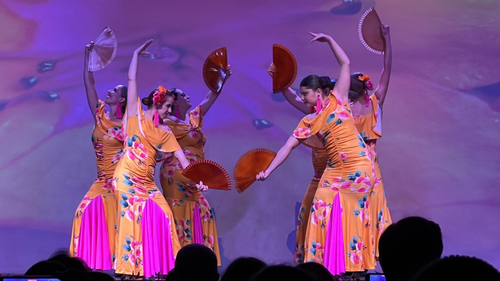Flamenco group with fans